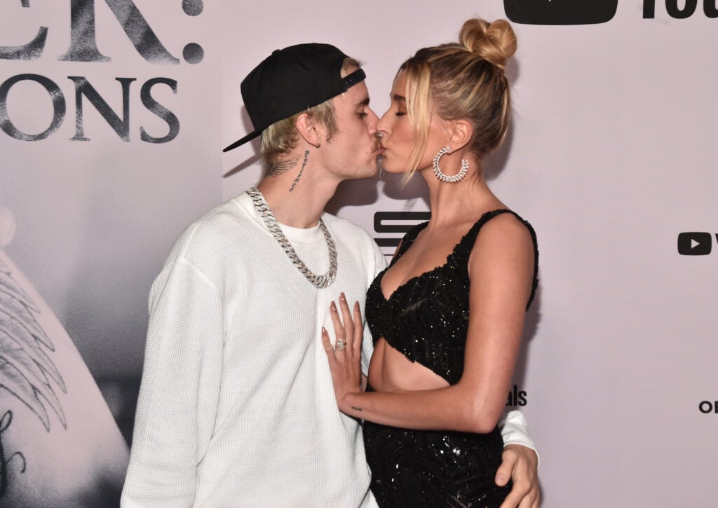 Justin Bieber and Hailey Bieber attend the premiere of YouTube Original's "Justin Bieber: Seasons" at the Regency Bruin Theatre on January 27, 2020 in Los Angeles, California.