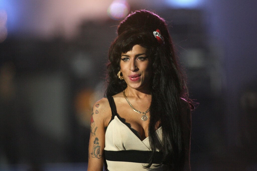 Amy Winehouse performs during the 46664 concert in celebration of Nelson Mandela's life at Hyde Park on June 27, 2008 in London, England. 