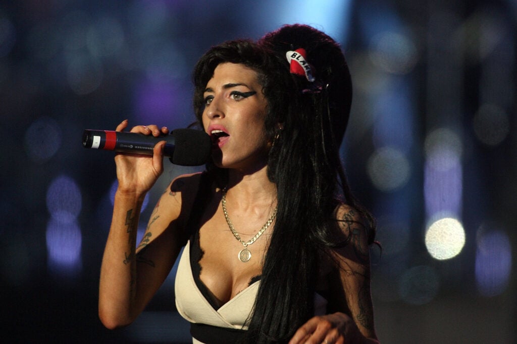 Amy Winehouse performs during the 46664 concert in celebration of Nelson Mandela's life at Hyde Park on June 27, 2008 in London, England. 