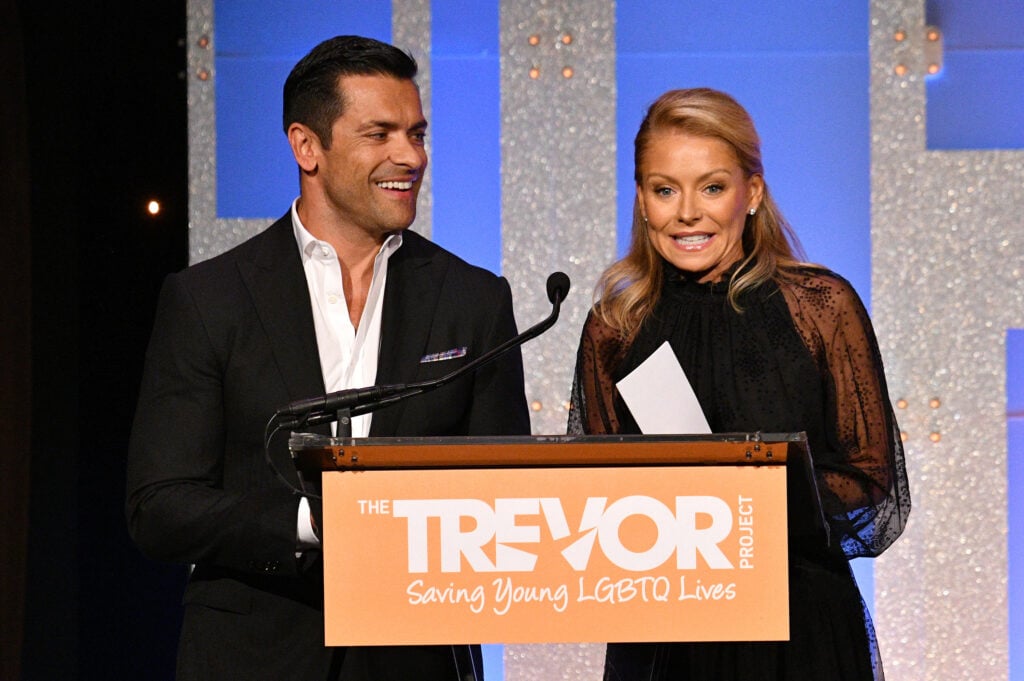 Mark Consuelos and Kelly Ripa as honorees by the Trevor Project in 2019.