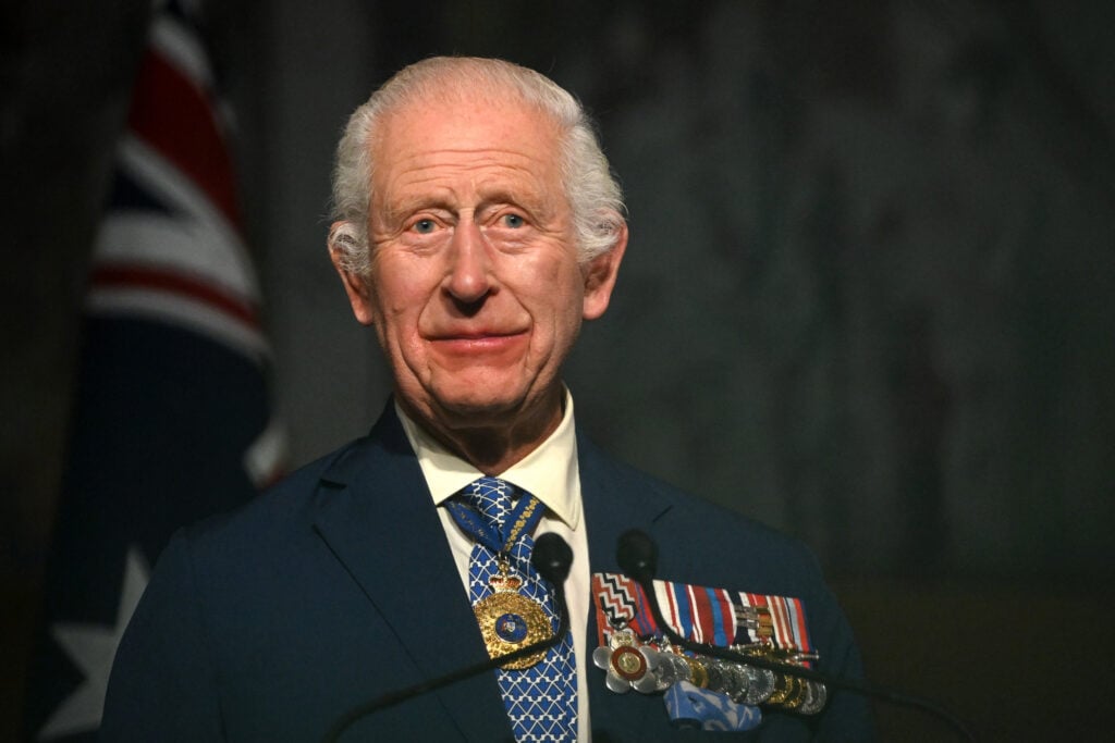 King Charles III attends the ceremonial welcome and Parliamentary reception at the Australian Parliament House on October 21, 2024, in Canberra, Australia. 