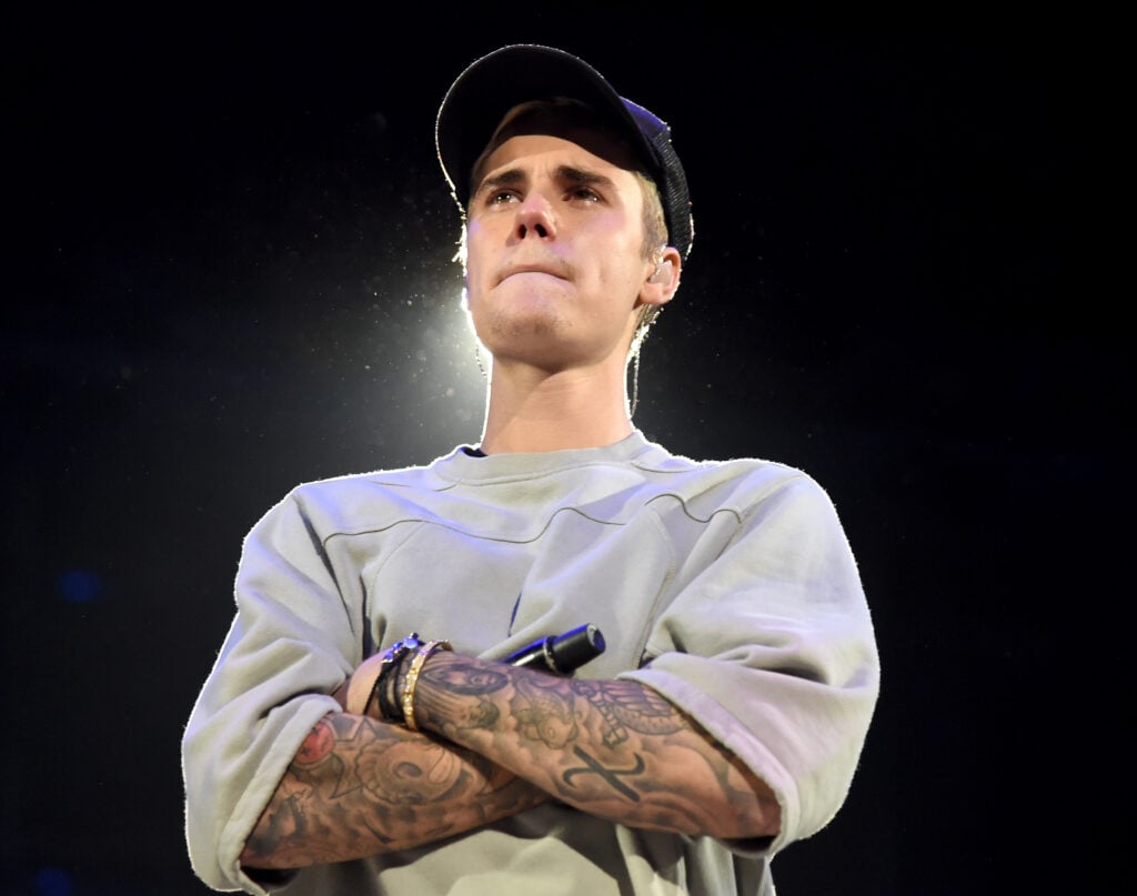 Justin Bieber performs onstage during An Evening With Justin Bieber at Staples Center on November 13, 2015 in Los Angeles, California.  